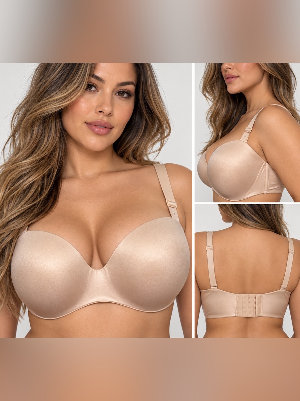 Victoria's Secret Beige/Blush Smooth multi-way strapless Bra Sz 42DDD NWT